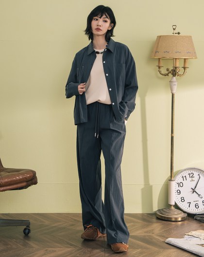 涼感天絲配色口袋造型壓線襯衫(兩色)