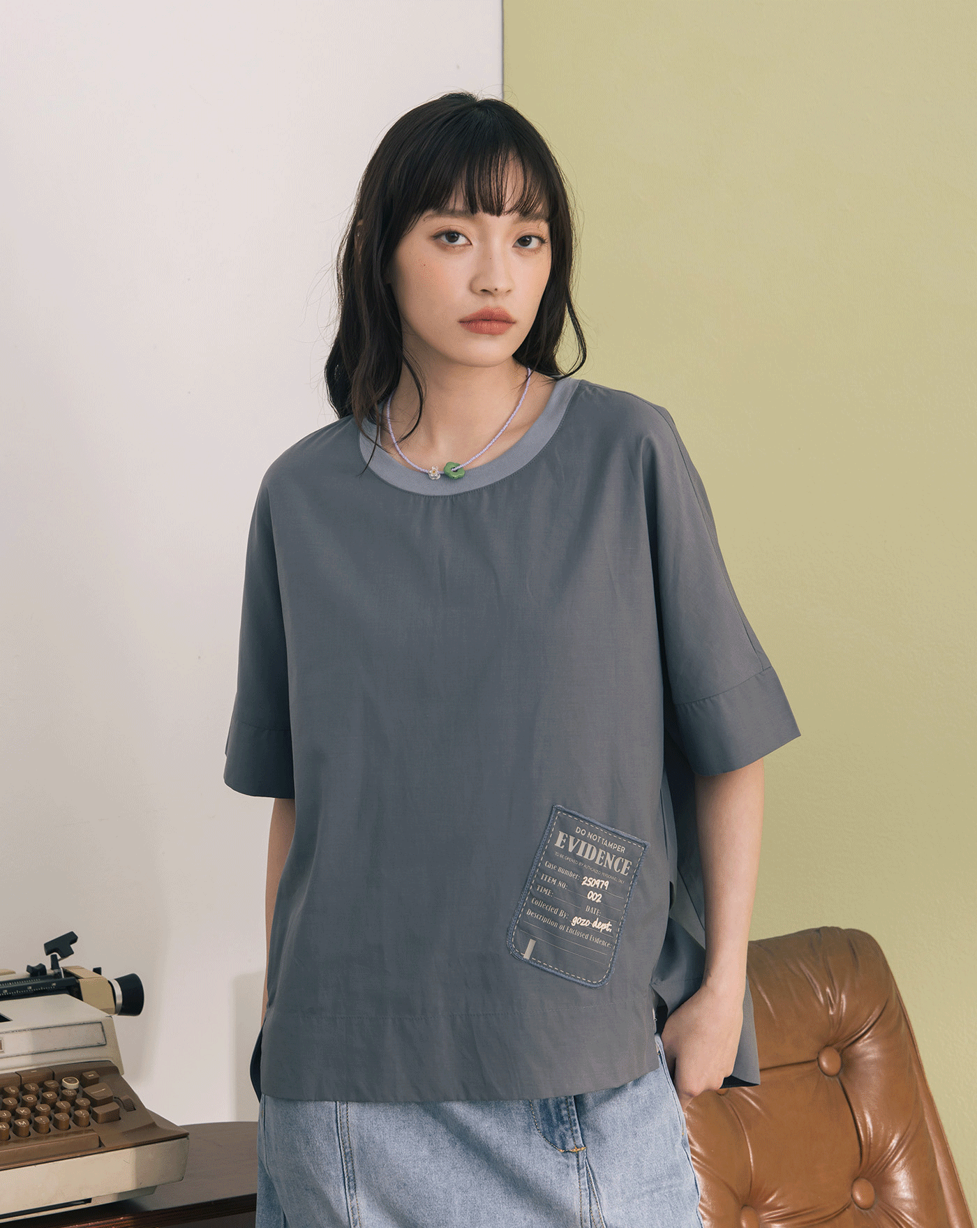 涼感天絲廓型剪裁造型口袋上衣(兩色)