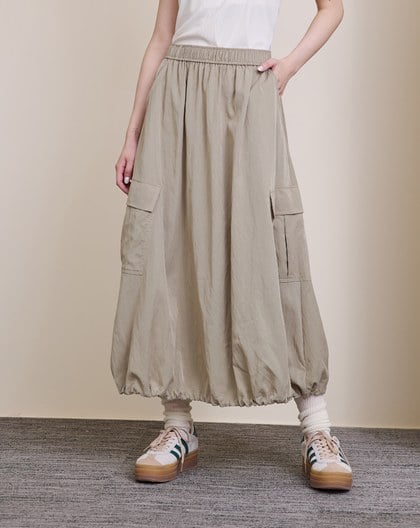 涼感天絲大口袋下擺可調節氣球裙(兩色)