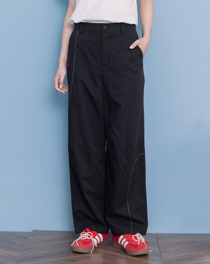 配色壓線打褶直筒褲(兩色)