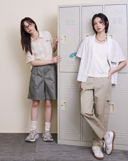 顯瘦剪接工裝男友褲(兩色)