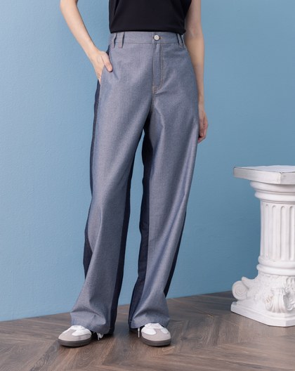 shadow顯瘦好比例仿牛仔直筒寬褲 (兩色)