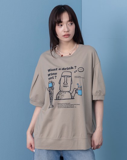 石像開派對澎袖涼感T恤(兩色)