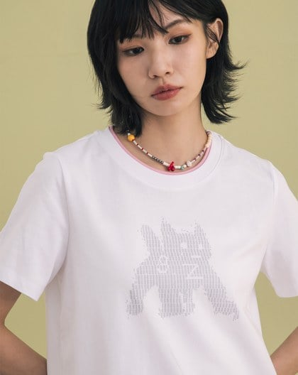 貓咪點陣圖尋找gz印花合肩T恤(兩色)