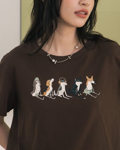 狗狗糾察隊斜邊剪接涼感T恤(兩色)