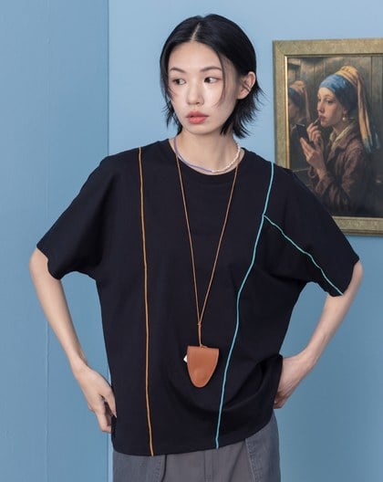 配色密拷邊連袖T恤(兩色)