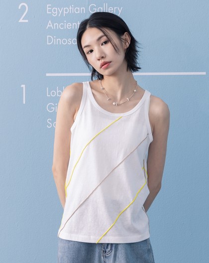 配色密拷邊竹節棉背心(兩色)