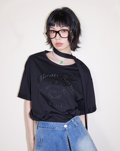 A｜造型繞脖綁帶寬鬆涼感T恤(兩色)