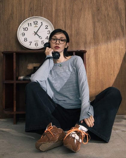 A｜尋狗啟事印花透膚兩件式上衣(兩色)