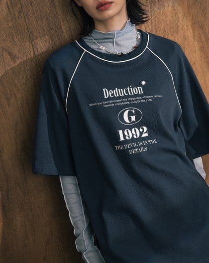 A｜抗皺異材質拼接運動風寬鬆T恤(兩色)