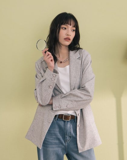雙色織紋襯衫袖西裝外套(兩色)