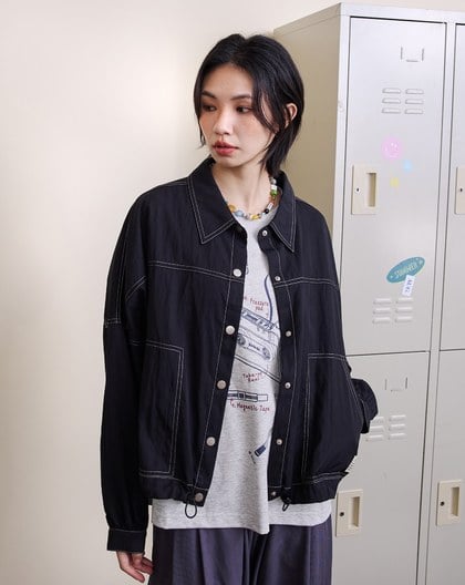 涼感天絲大口袋下擺抽繩外套(兩色)