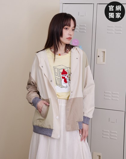 ➤色塊拼接廓型連帽外套(兩色)