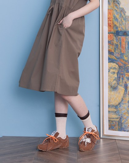 假兩層拼接坑條長襪(兩色)