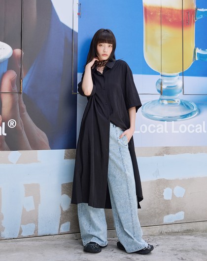 ➤咖啡杯涼感抗皺兩件式襯衫洋裝(兩色)