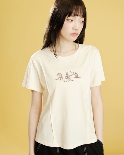 ➤跳水的人線條合肩涼感T恤(兩色)