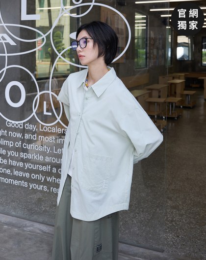 ➤不對稱口袋長版遮陽襯衫(兩色)