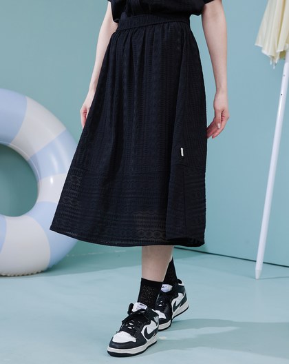 兩件式雪紡繡花鬆緊傘裙(兩色)