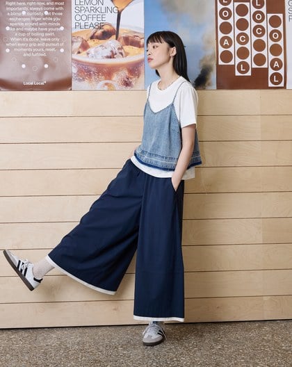 天絲棉雙層造型8分寬褲(兩色)