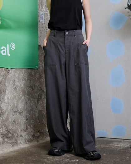 天絲棉涼感直筒大口袋工裝褲(兩色)