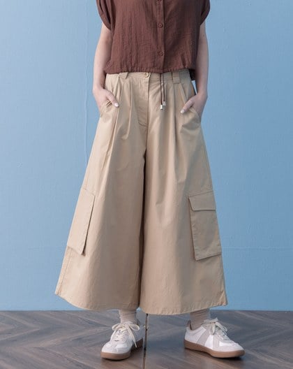 抽繩純棉九分工裝褲(兩色)