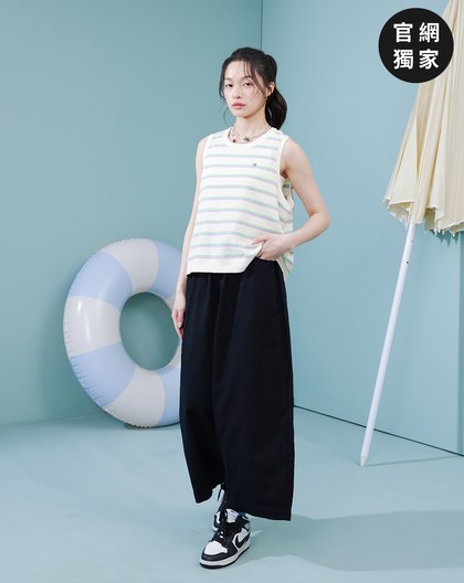 ➤純棉鬆緊九分寬褲