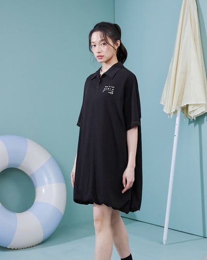 音樂撥放器水洗polo領涼感短洋裝(兩色)