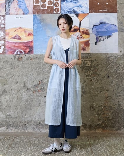 涼感天絲透膚外罩背心洋裝(兩色)