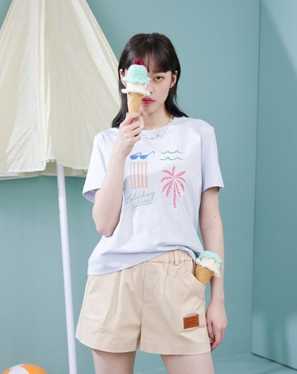 海邊度假印花涼感T恤(兩色)