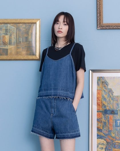 天絲牛仔背心兩件式T恤