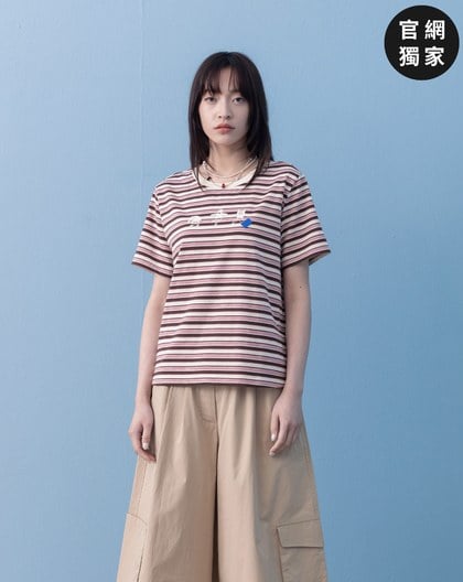 ➤運動小人條紋印花T恤(兩色)