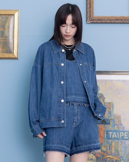 不收邊下擺天絲牛仔外套