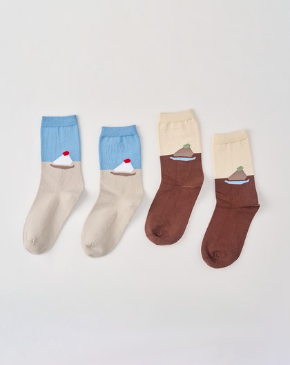 蛋糕的環遊世界緹花長襪(兩色)