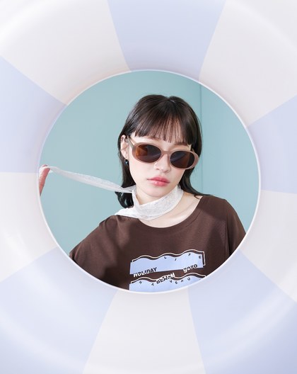 抗UV復古橢圓小臉墨鏡(三色)