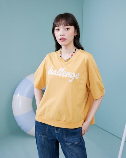 challenge十字繡花剪接涼感T恤(兩色)