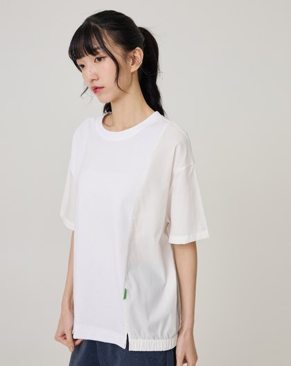 天絲曖昧色拼接T恤(兩色)