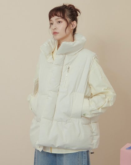 ➤防潑水可調節抽繩立領鋪棉背心(兩色)