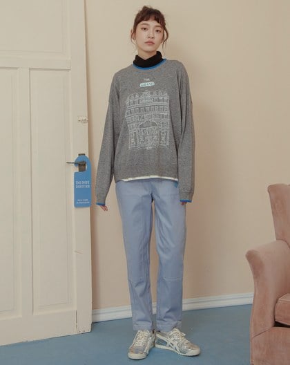 顯瘦配色壓線剪接男友褲(兩色)