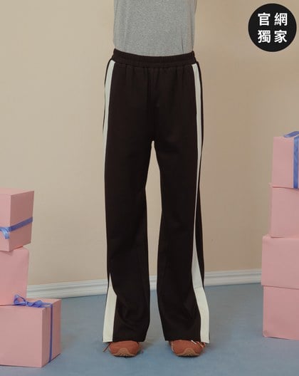 ➤運動風拼接顯瘦開衩鬆緊腰頭長褲(兩色)