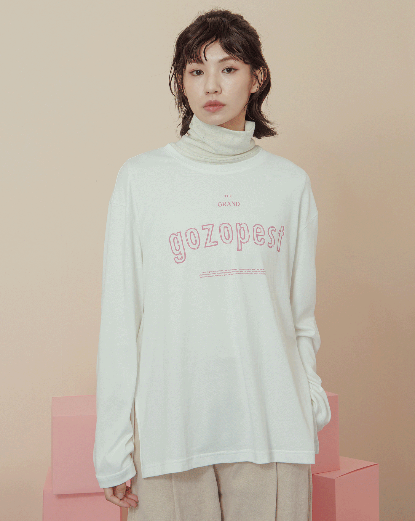 gozopest大飯店印花側開衩長袖T恤(兩色)
