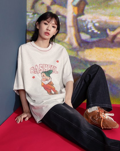 迪士尼系列 害羞鬼手繪風抗菌寬鬆T恤(兩色)