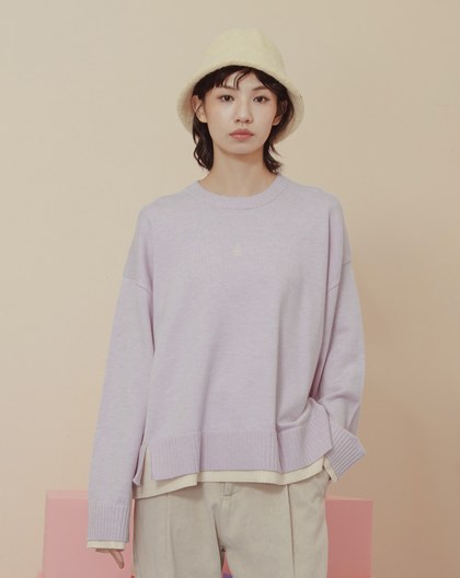 gozo皇冠繡花假兩件針織毛衣(兩色)