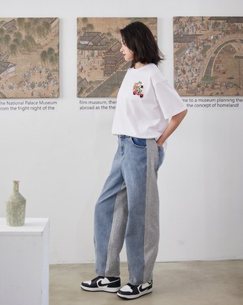 ➤酸菜白肉鍋羅紋領寬鬆落肩T恤