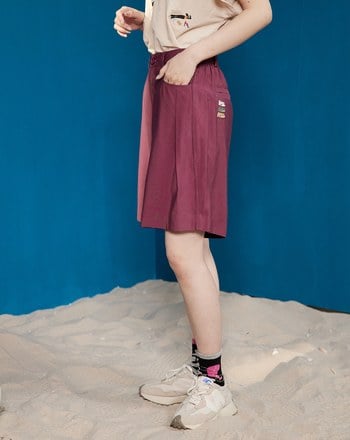 涼感壓折後鬆緊西裝短褲(兩色)