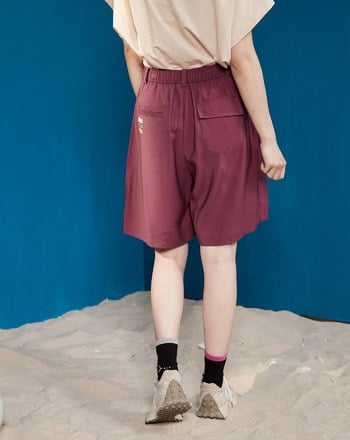 涼感壓折後鬆緊西裝短褲(兩色)