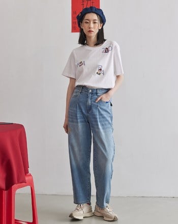 復古卡拉OK女郎羅紋領T恤(兩色)