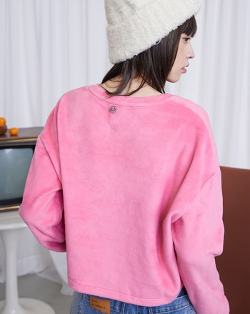 穿羽絨服的雪人毛毛短版大學T(兩色)