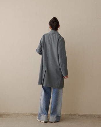 不對稱口袋造型長版大衣外套(兩色)