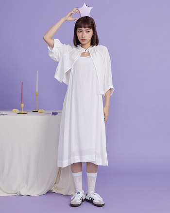 兩件式罩衫細肩帶洋裝(兩色)