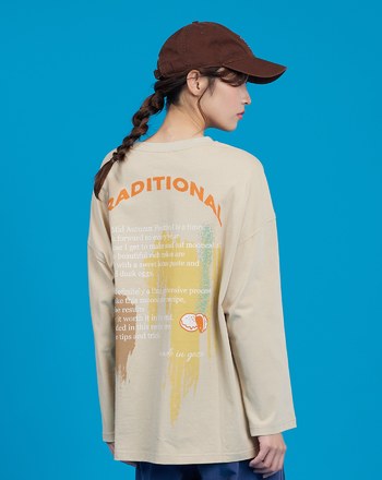 傳統蛋糕做法噴印印花大學T(兩色)